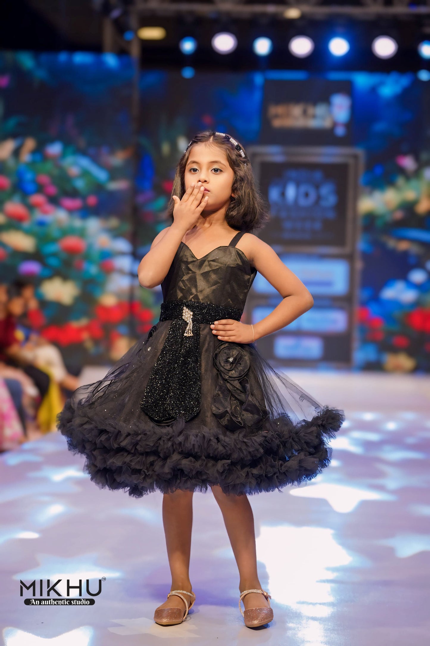 Black Kids Party Wear Frock KW023