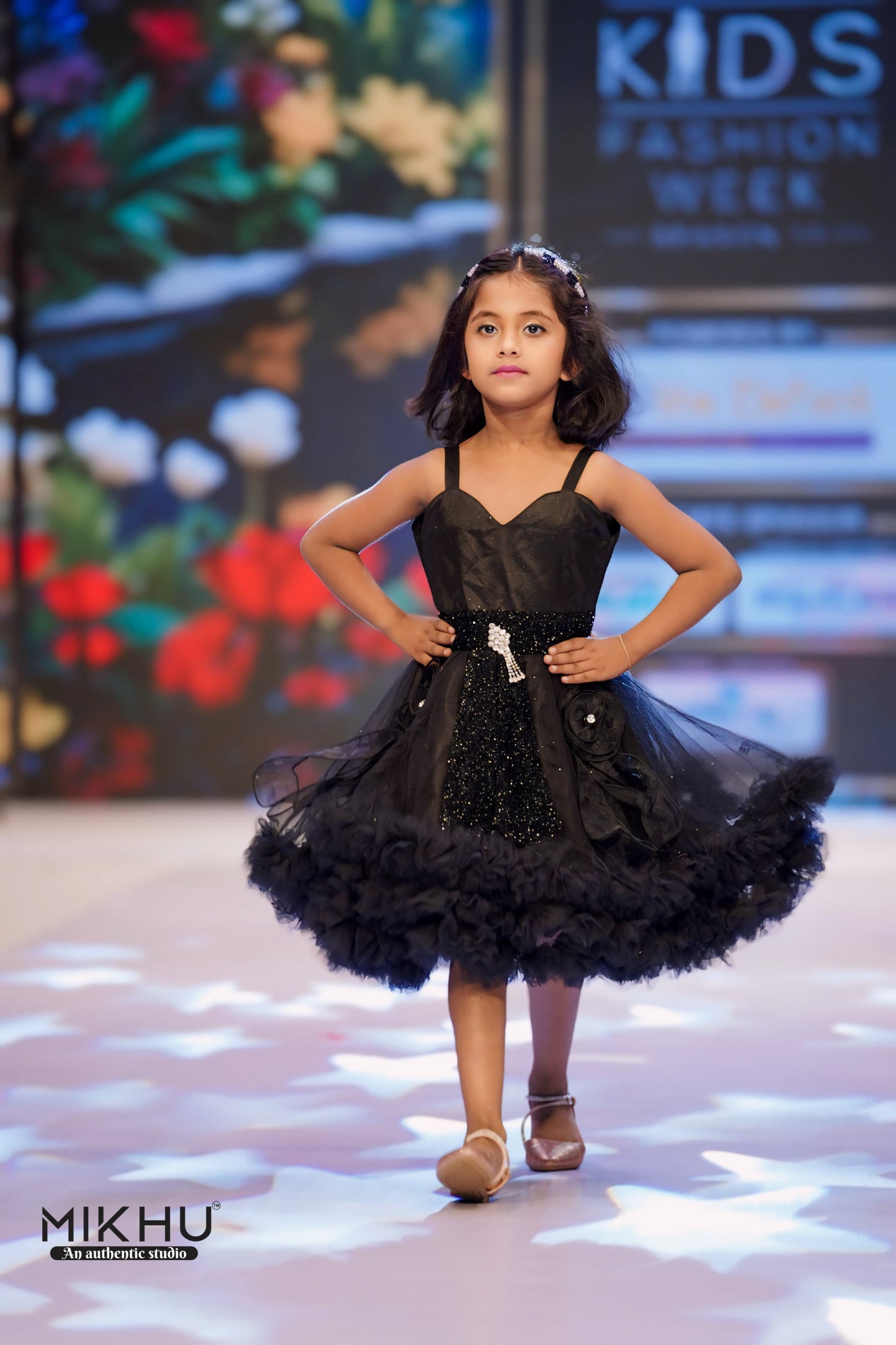 Black Kids Party Wear Frock KW023