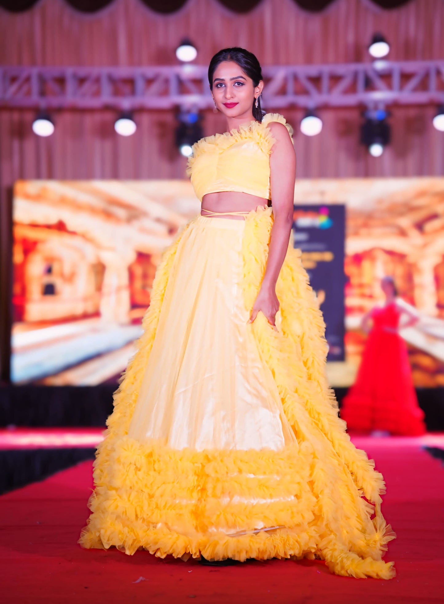 Yellow ruffled gown GN024