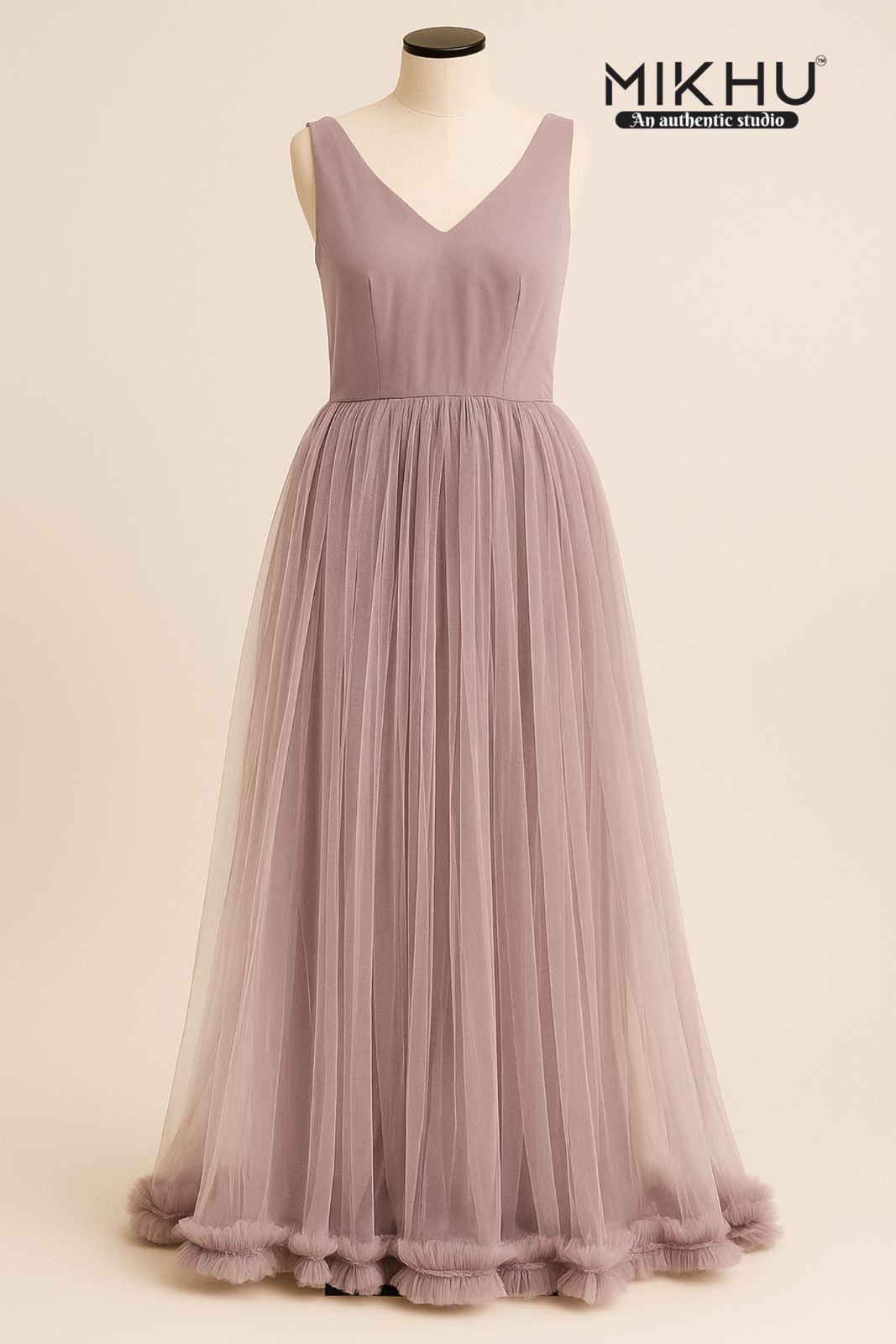 Dusky lilac net gown GN003