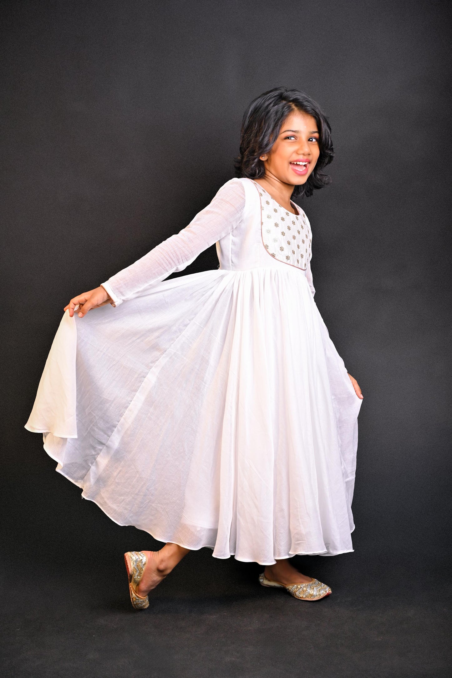 White designer anarkali dress