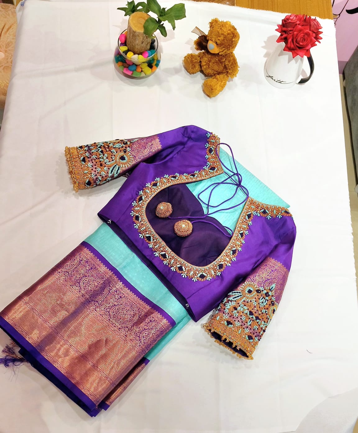 Violet handwork blouse