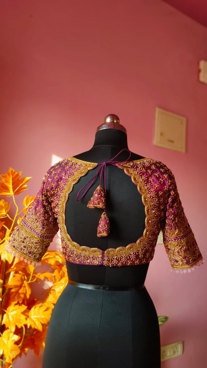Purple color handwork blouse