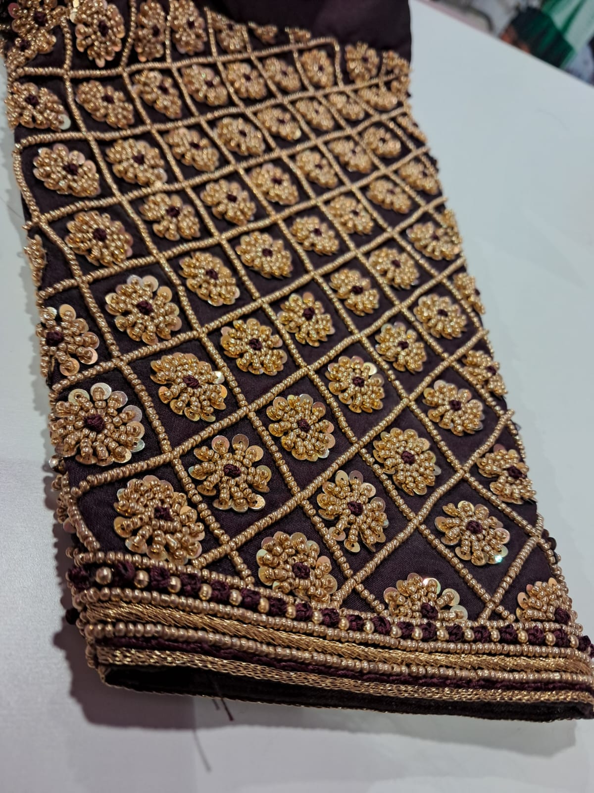 Dark purple heavy hand work blouse