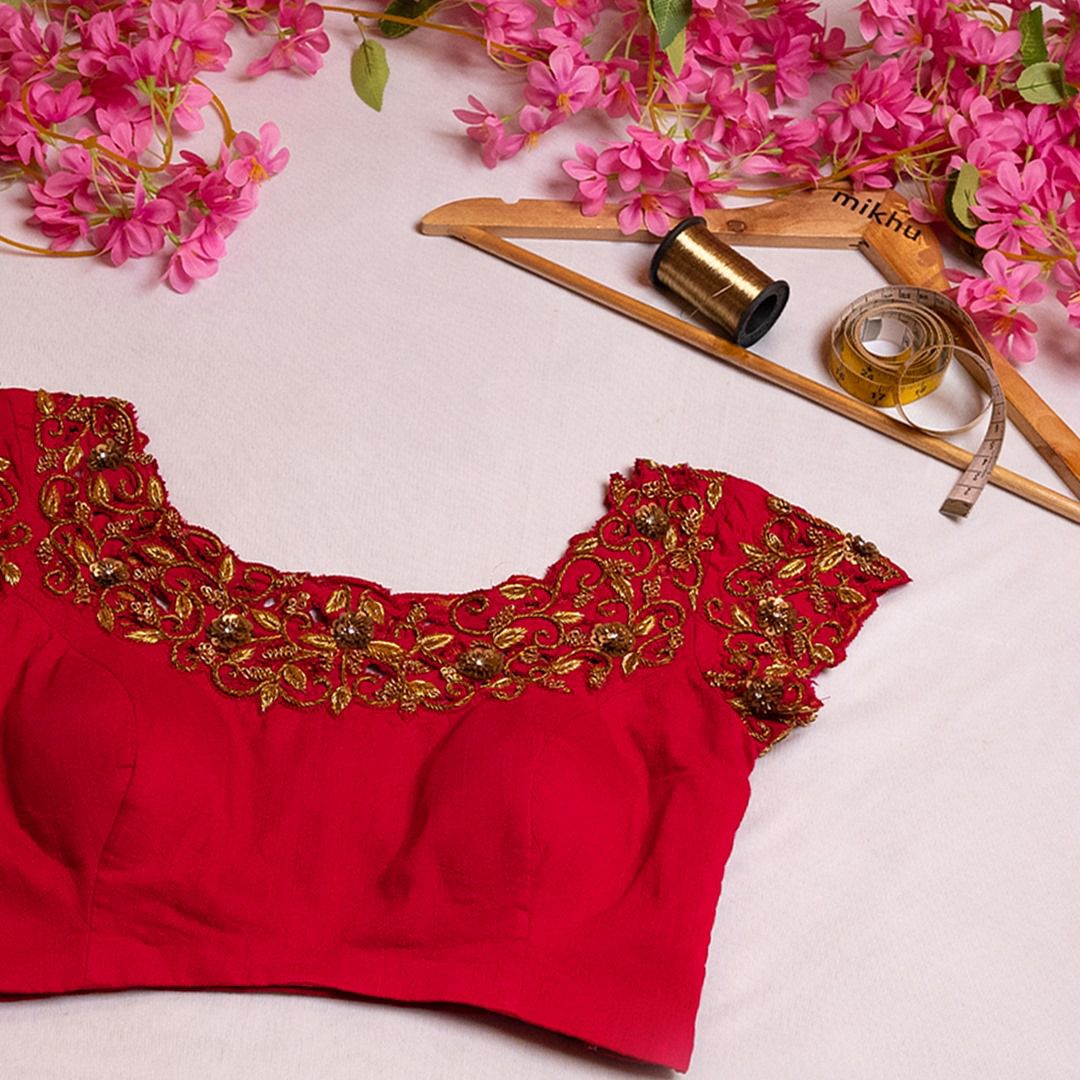 Pink hand embroidered blouse