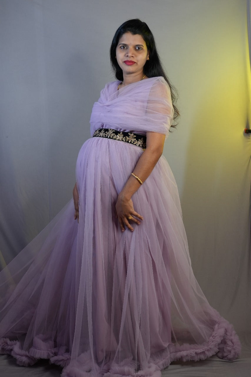 Dusky lilac net gown GN003