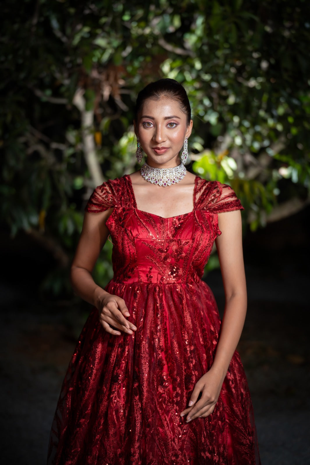 Red long gown GN023