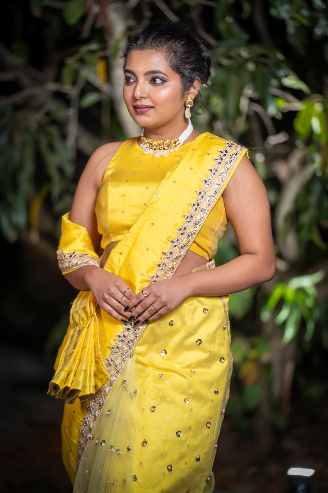 Yellow designer saree DS002