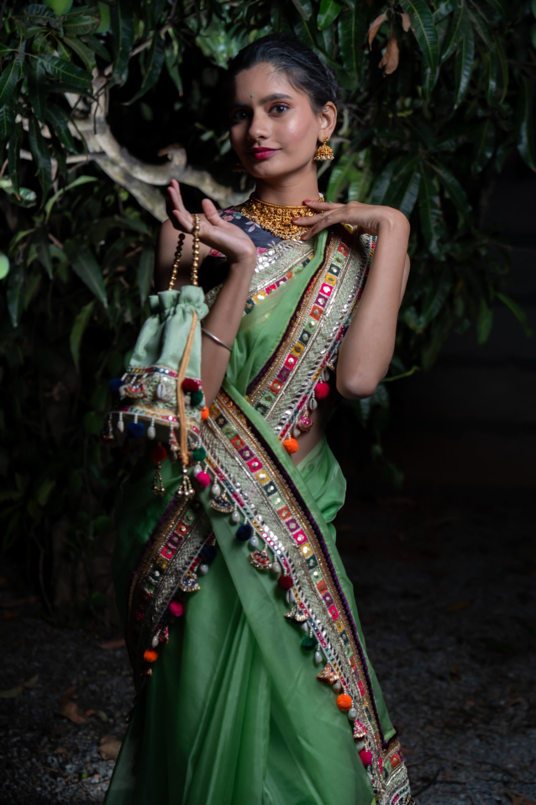 Pista green designer saree DS004