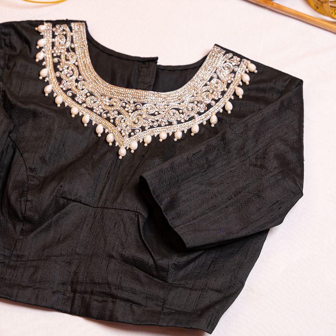 Black high neck blouse