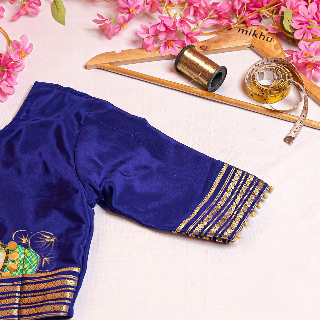 Royal blue pichwai painted blouse