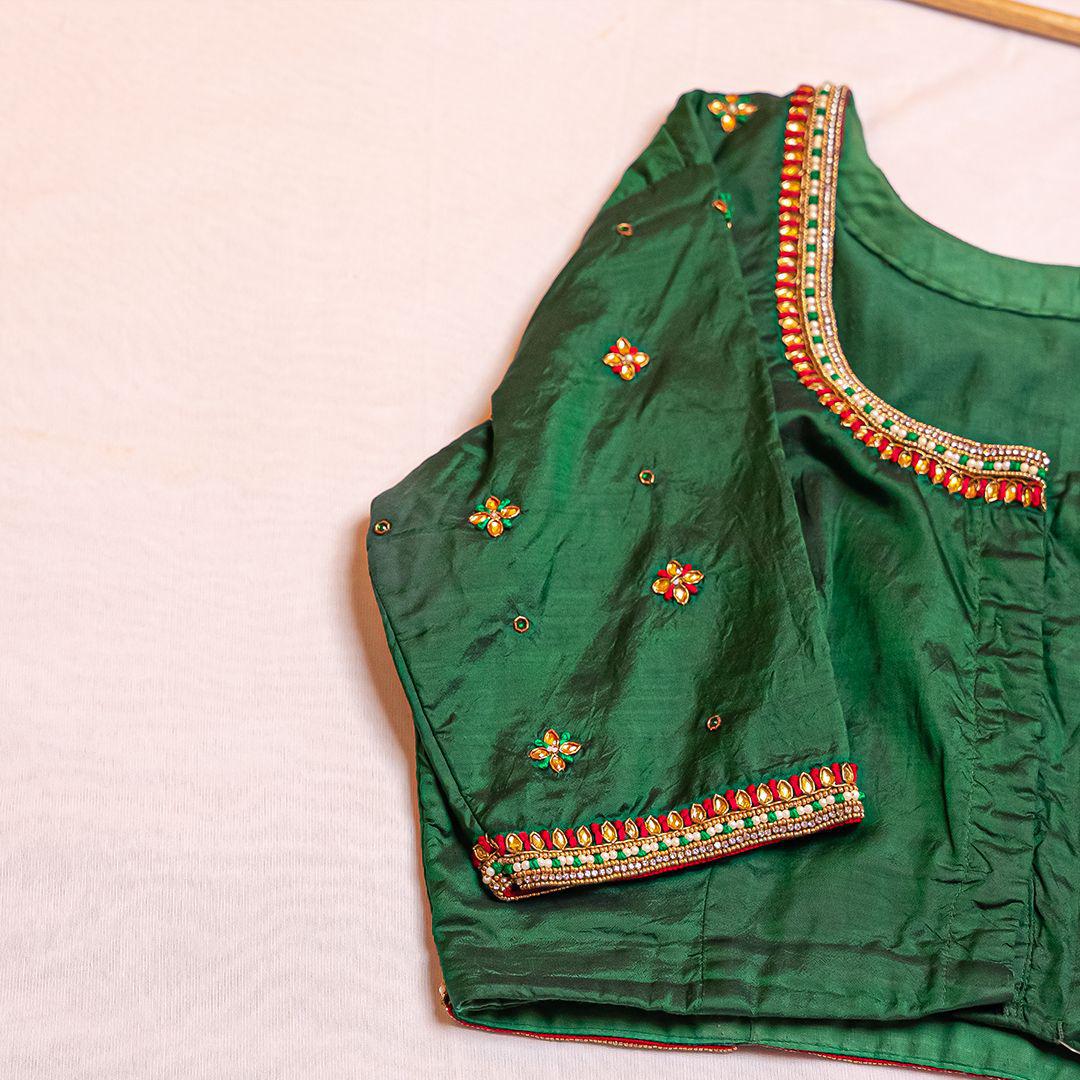 Dark green handwork blouse