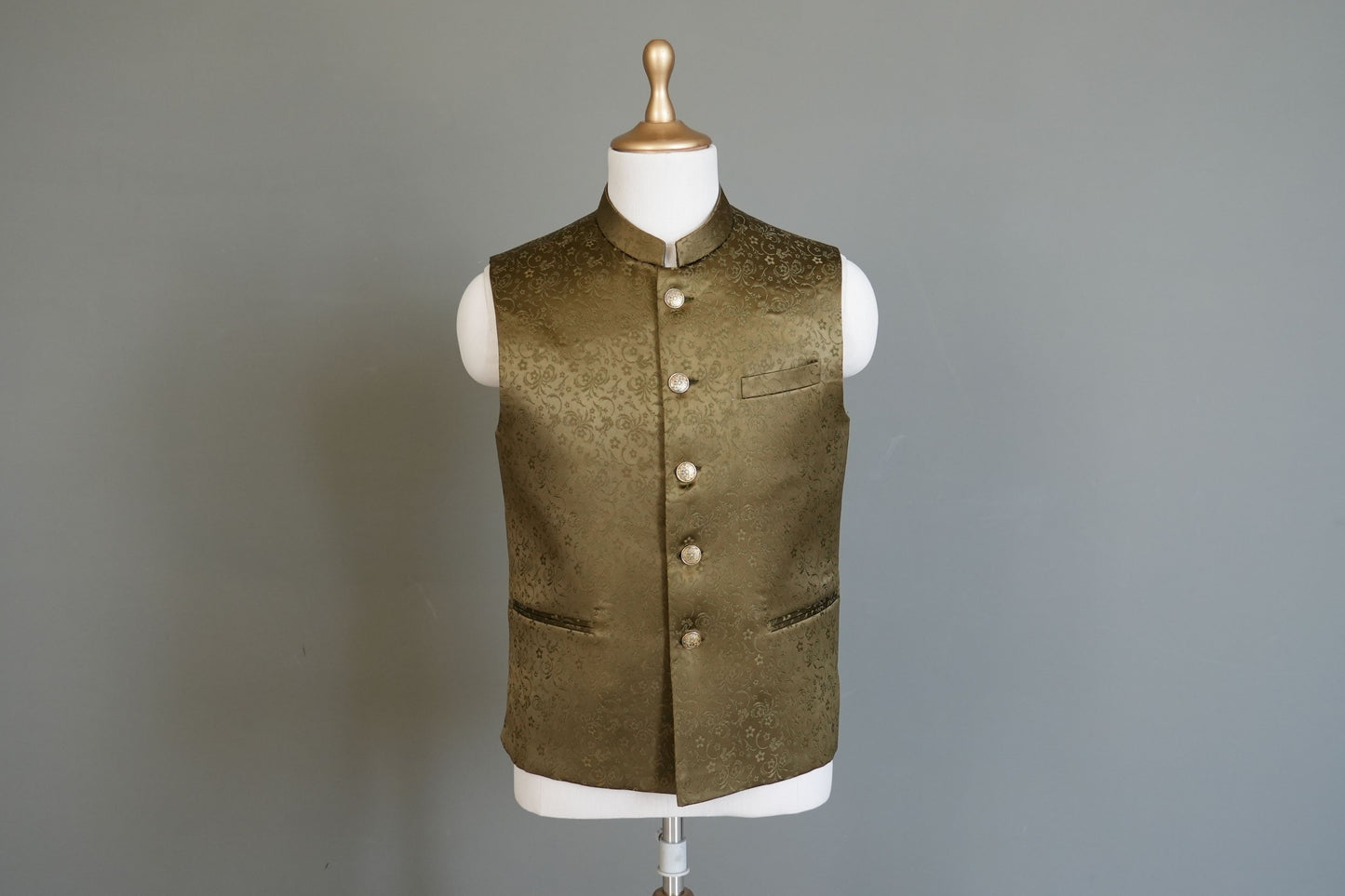 Olive green waistcoat MW004