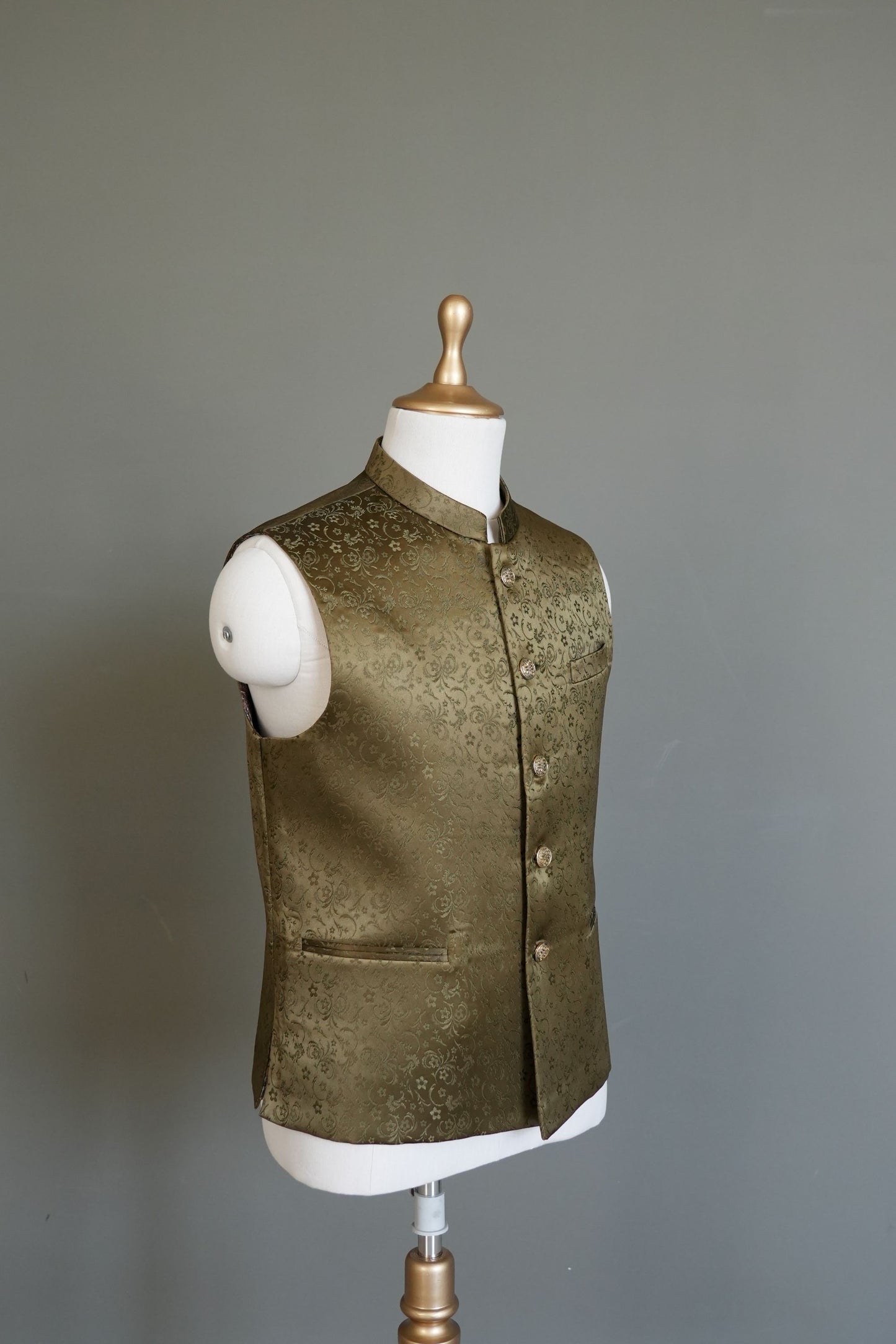 Olive green waistcoat MW004