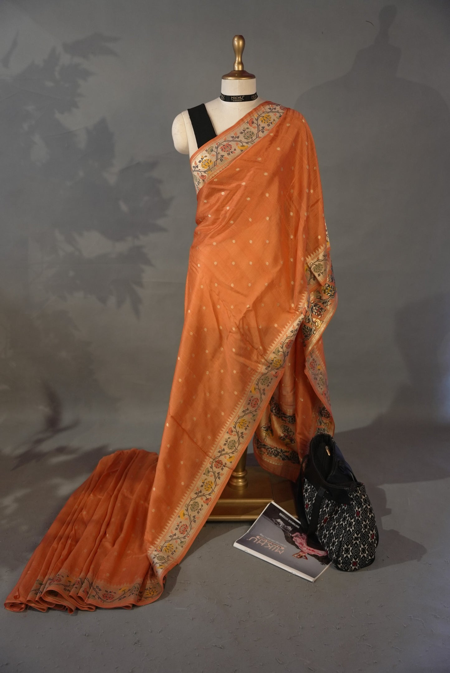 Peach Katan silk saree KS001