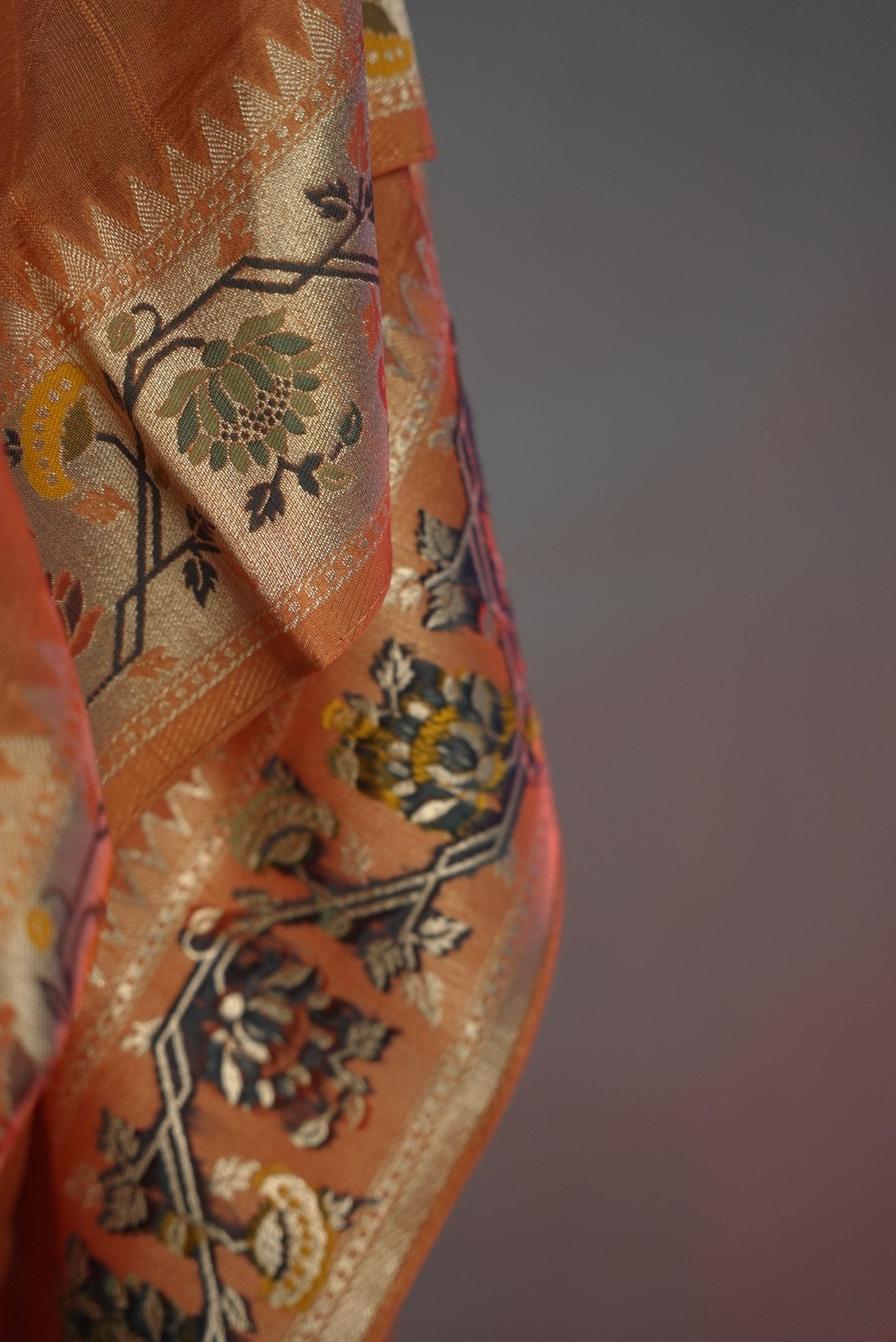 Peach Katan silk saree KS001