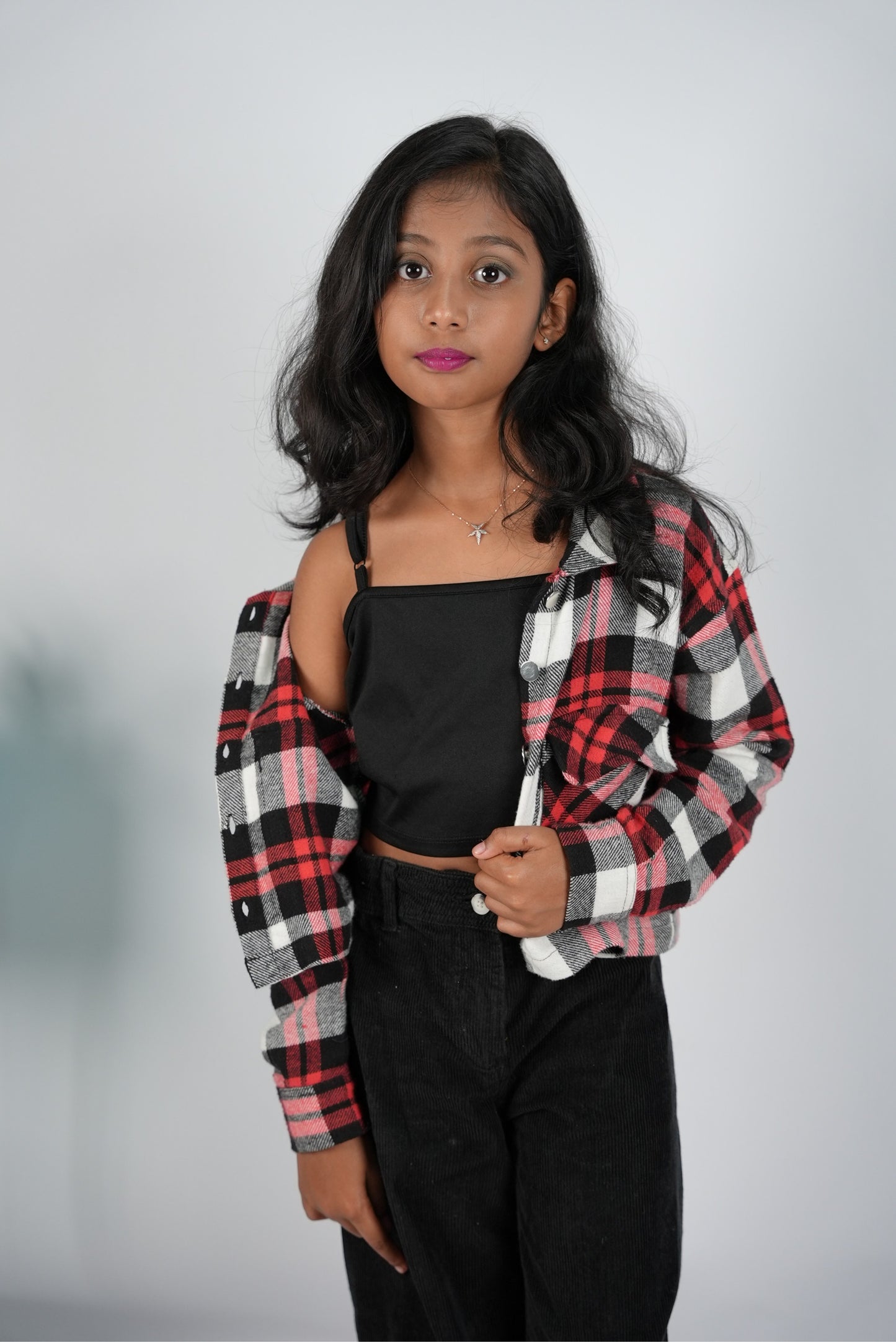 Girls casual wear with checks shirt KW081