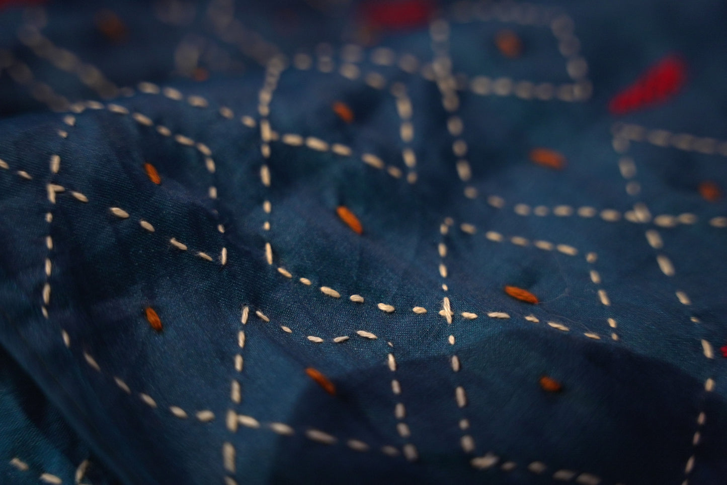 Teal embroidered Saree DS010