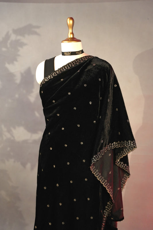 Black Velvet Designer Saree DS009