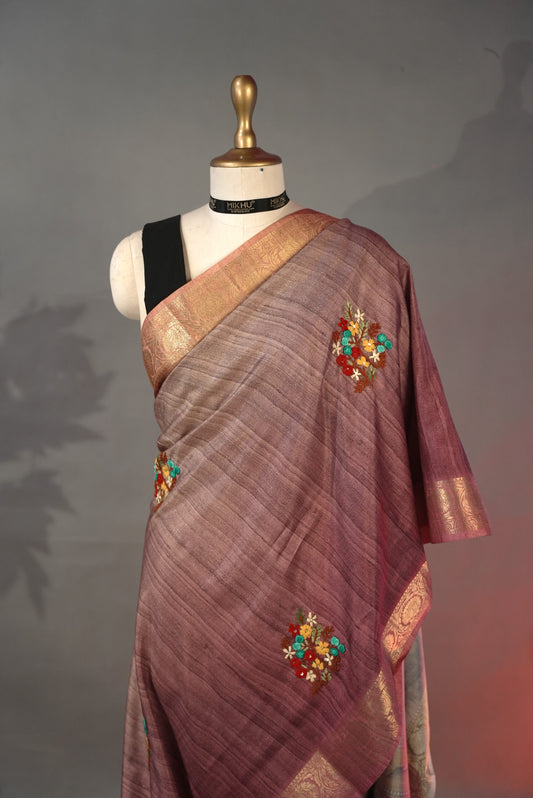 Mauve digital printed saree DS007