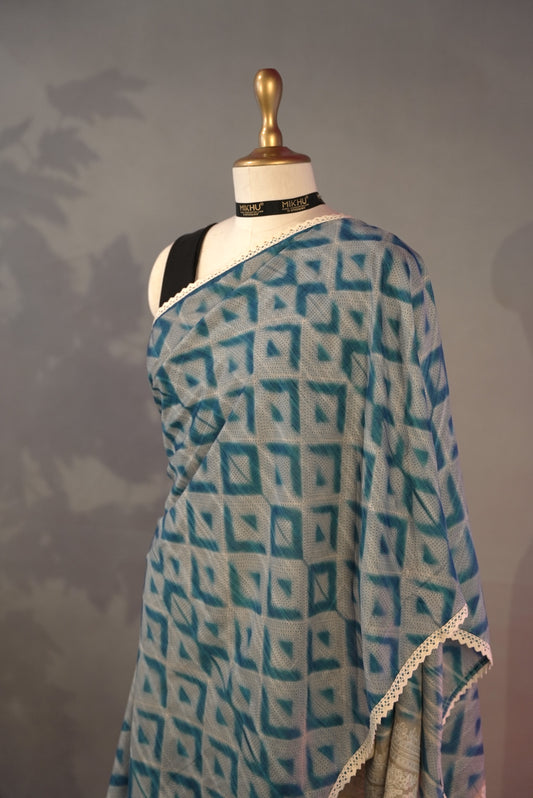Blue Chanderi cotton saree CC002