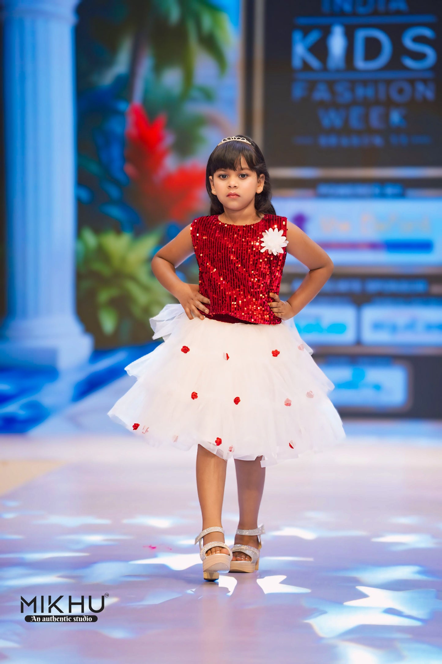 Red&white kids skirt&top KW007