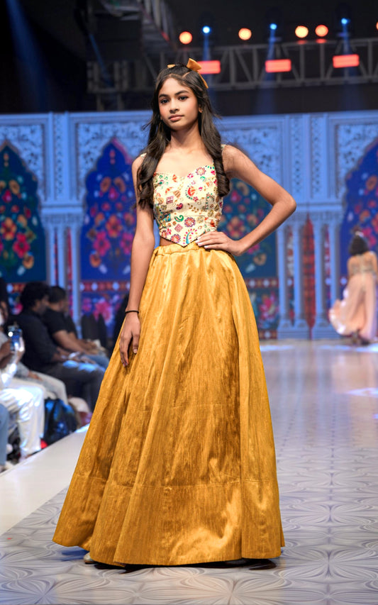 Mustard yellow skirt & top RR002