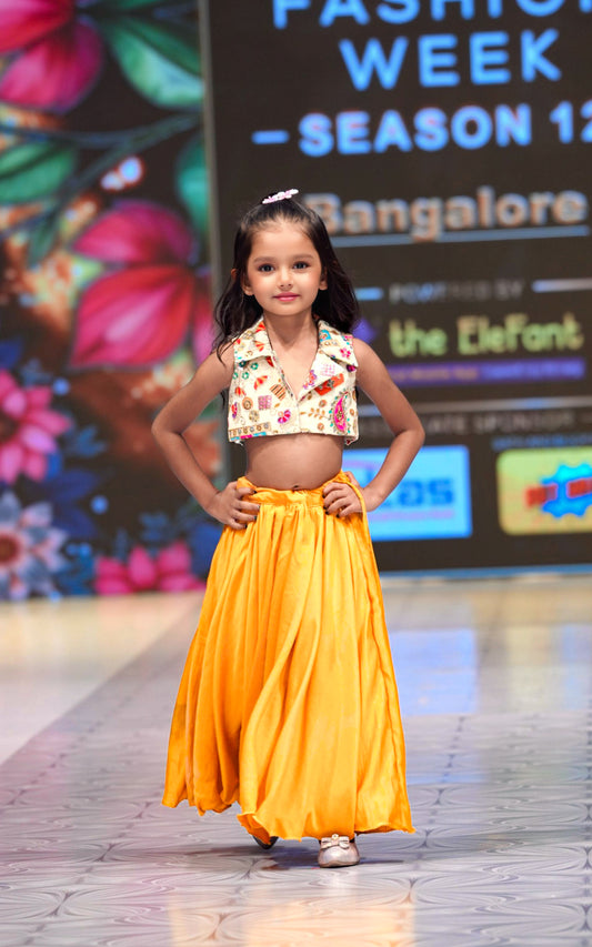 Yellow designer skirt&top RR004