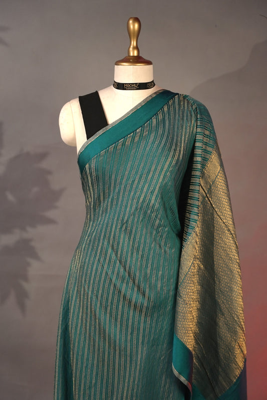 Teal Banarasi Silk Saree BS001