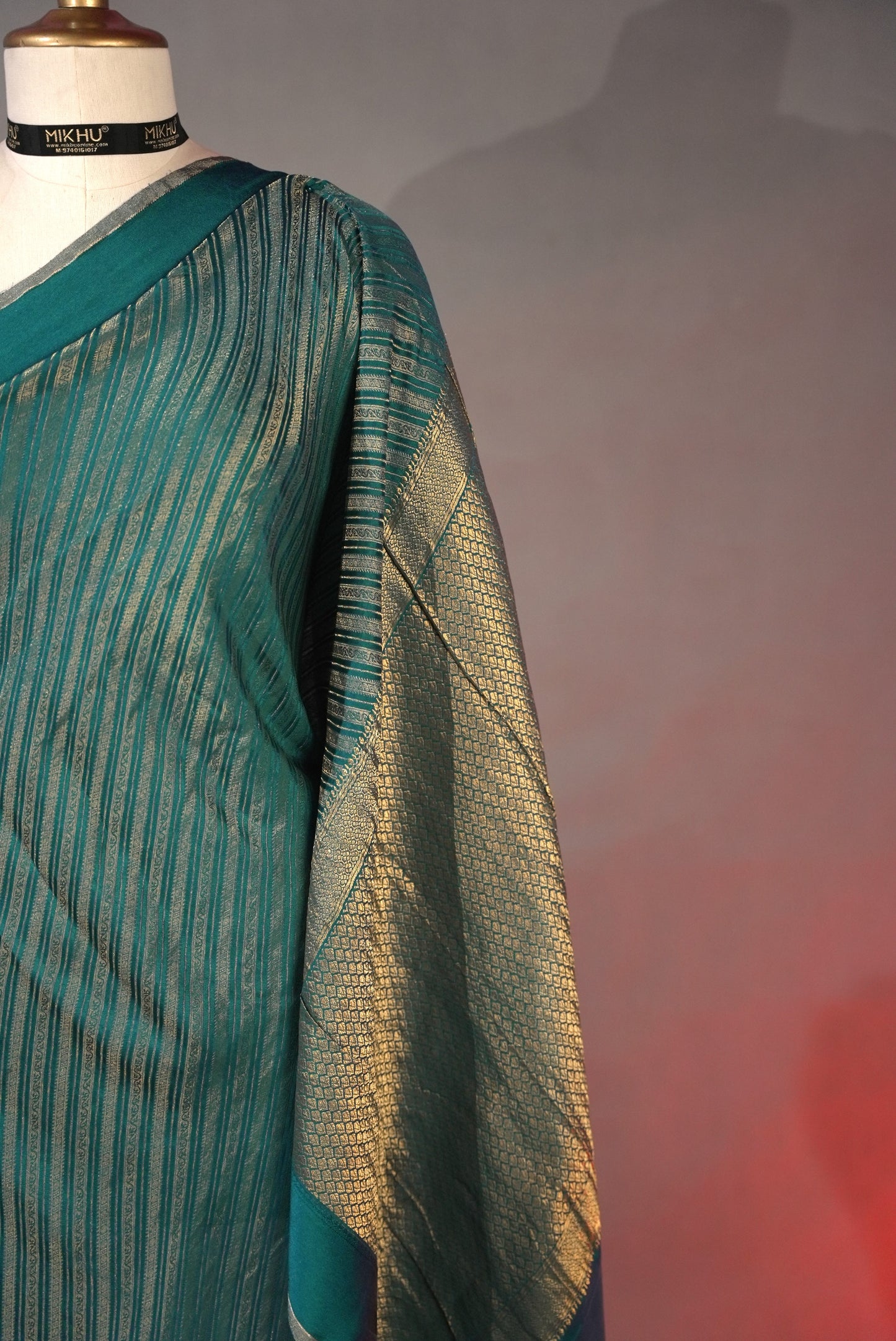 Teal Banarasi Silk Saree BS001