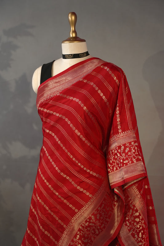 Red Banarasi Saree BS002