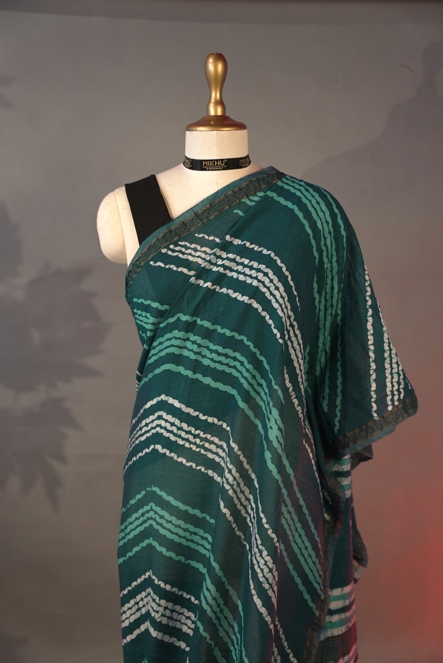 Teal Batik print saree CS008