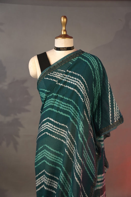 Teal Batik print saree CS008