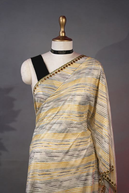 Yellow Mul cotton saree MC001
