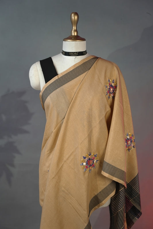 Biscuit Chanderi cotton saree CC001