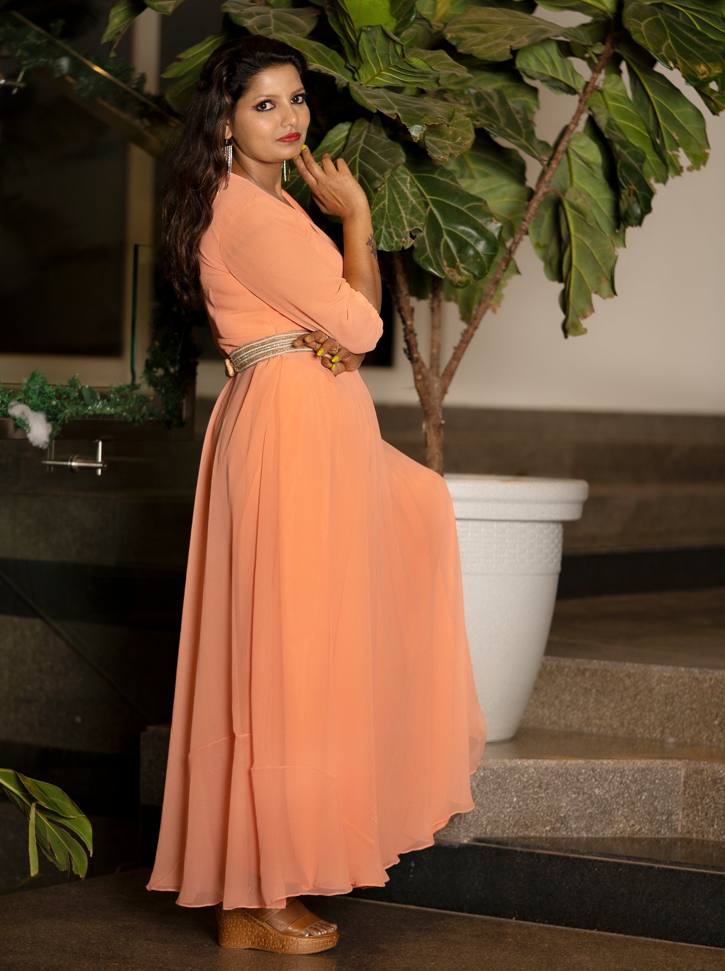 Orange pastel gown GN018