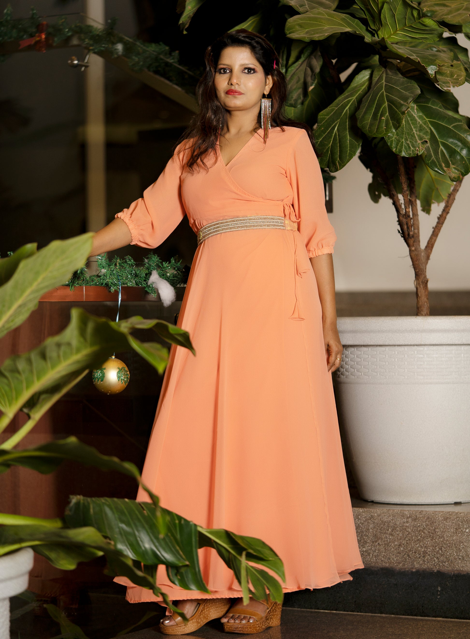 Orange pastel gown GN018 MIKHU Orange pastel gown GN018 MIKHU