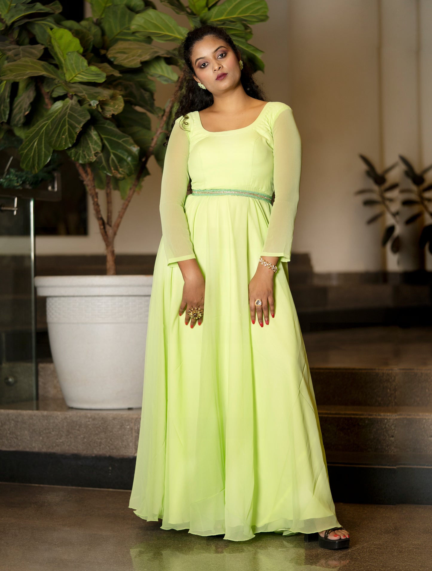 Chartreuse pastel gown GN020