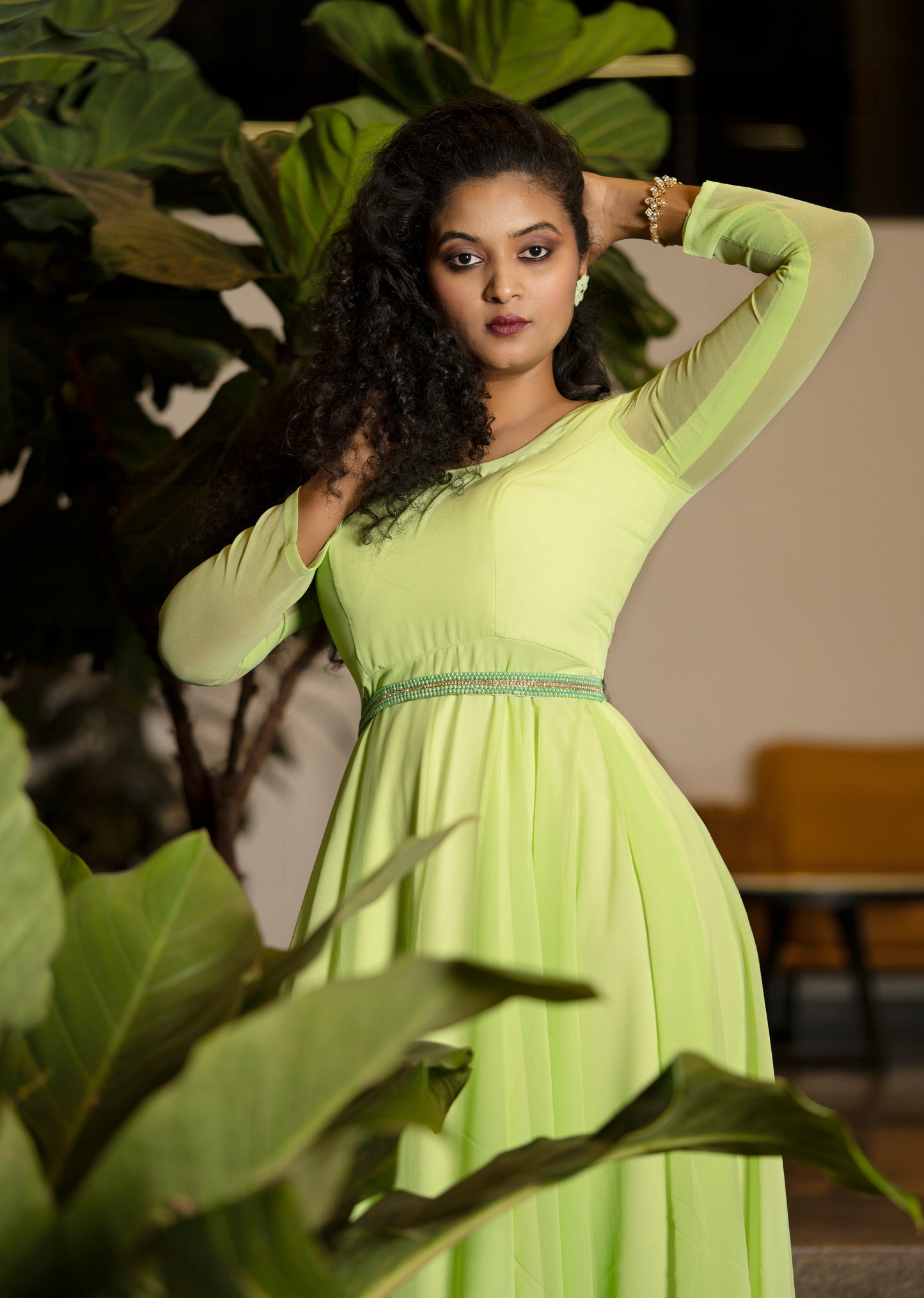 Chartreuse pastel gown GN020