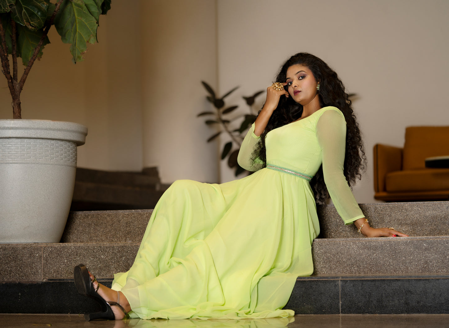 Chartreuse pastel gown GN020