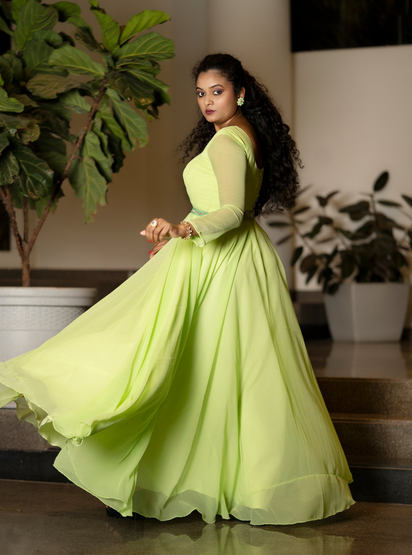 Chartreuse pastel gown GN020