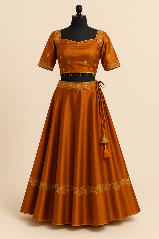 Burnt orange colored Lehenga LH004
