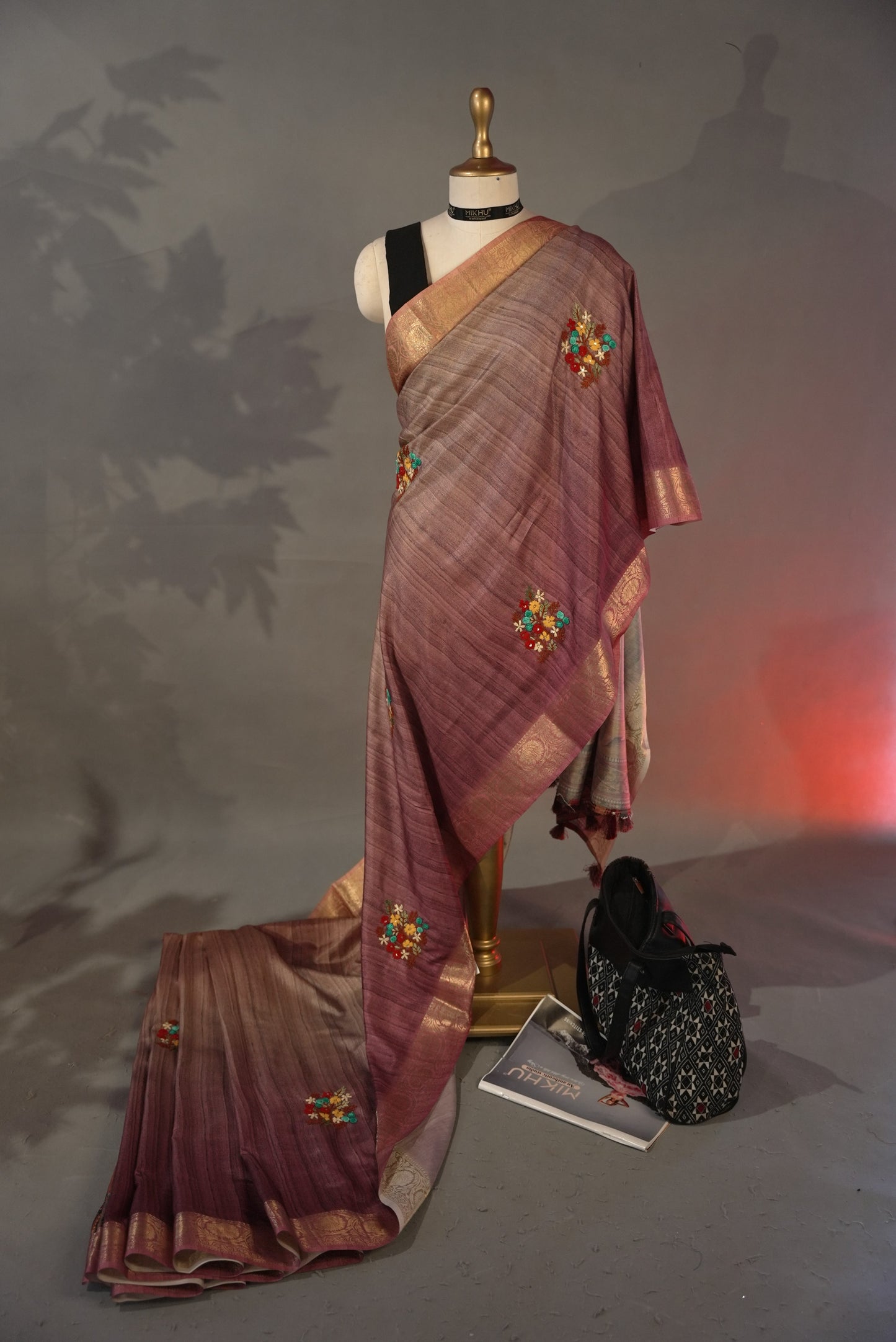 Mauve digital printed saree DS007