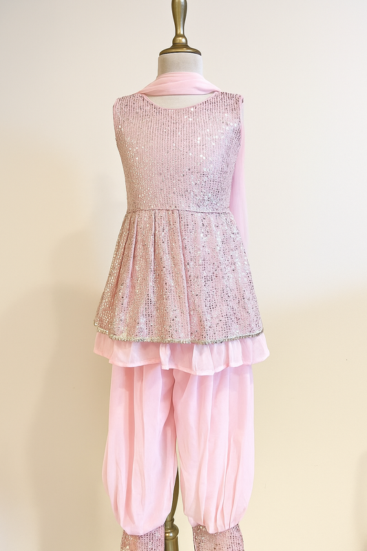 Baby pink partywear set KW087