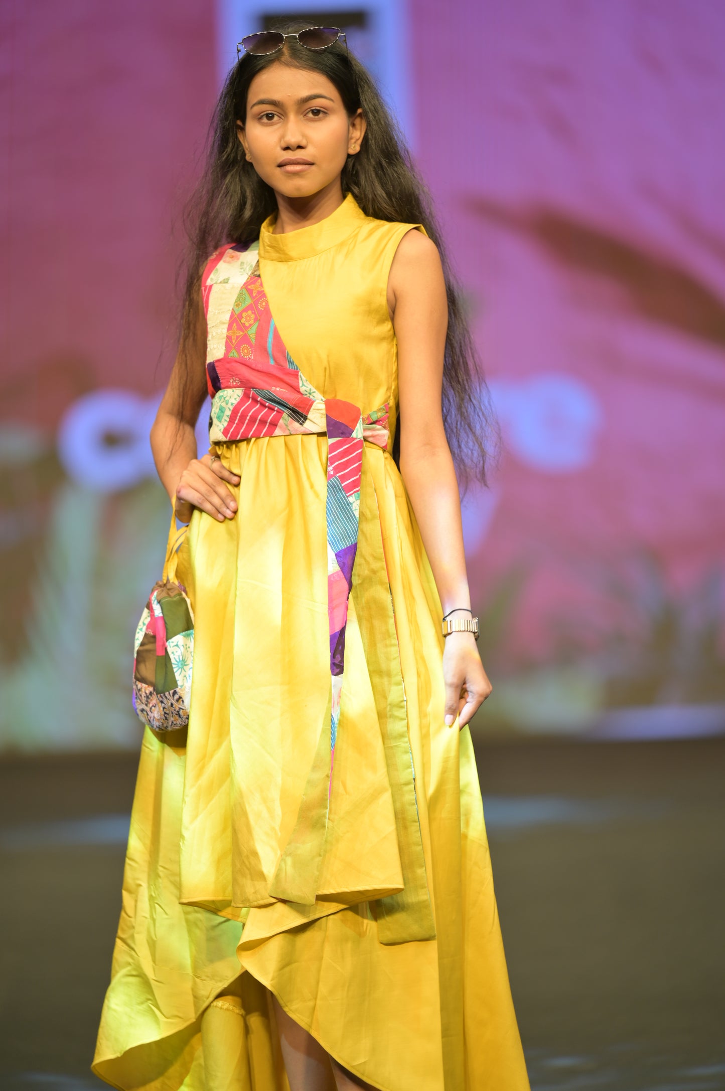 Quilted asymmetric dress