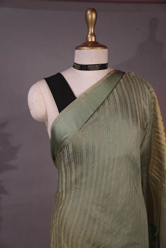 Dusky Olive Banarasi silk saree BS003