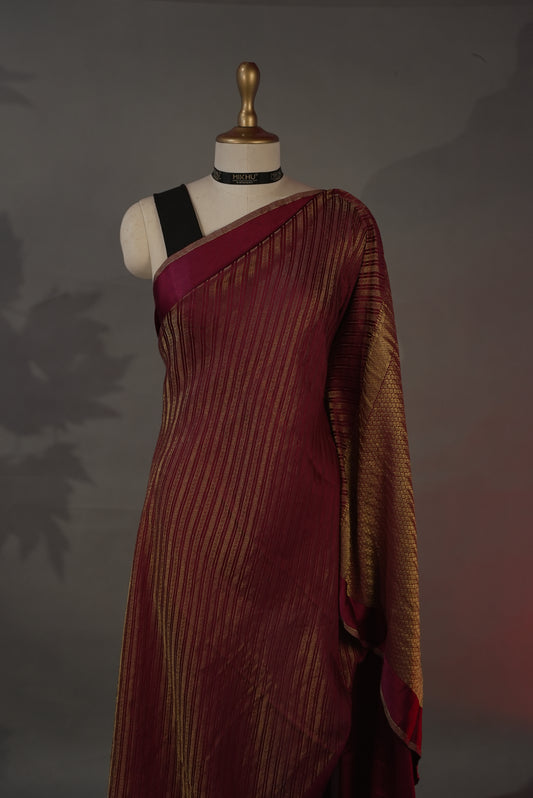 Wine Banarasi Silk saree BS002