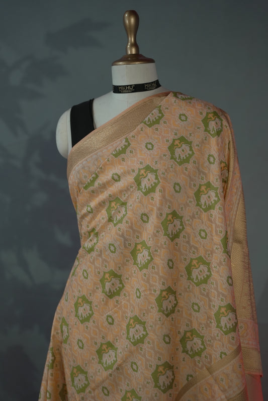 Peach tussar silk saree TS002