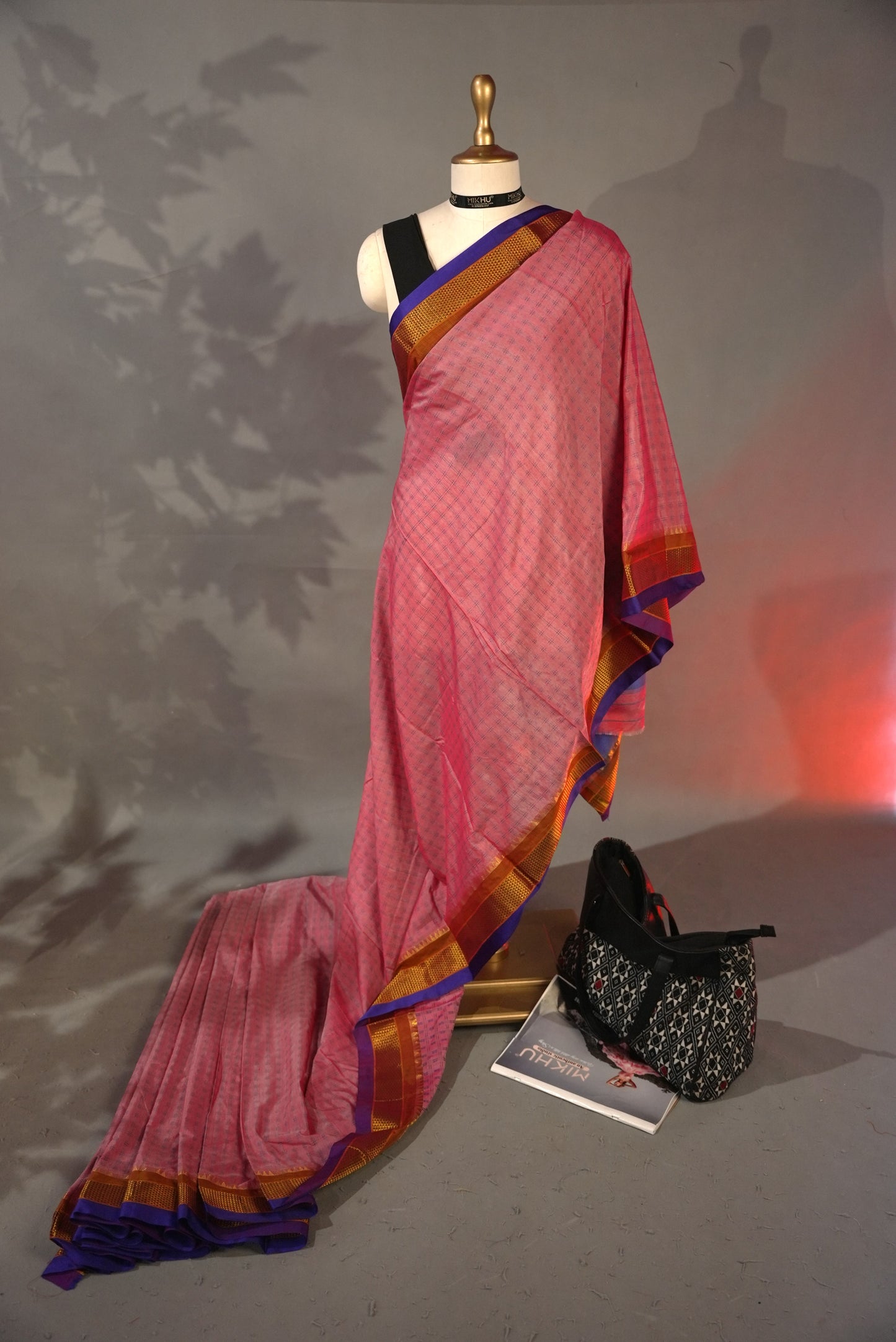 Onion pink cotton silk saree CS011