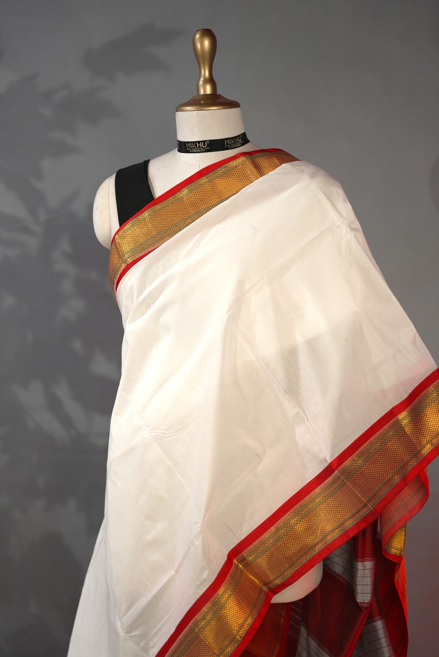 White & Red Saree CS013